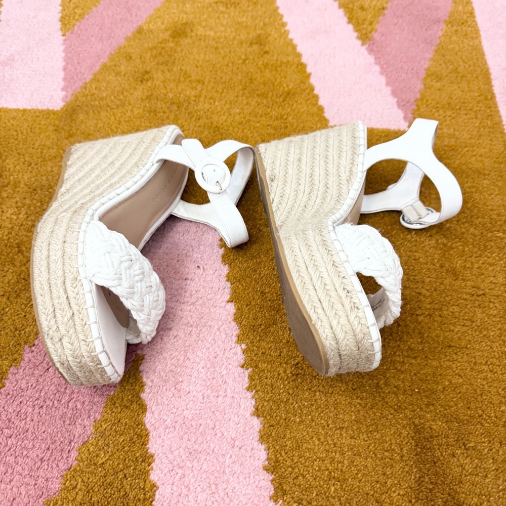 Veronica Beard Reema Espadrille Platform Wedge Sandals White Leather Size 8 - Picture 5 of 6